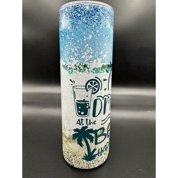 20oz skinny tumbler CUSTOM MADE stainless steel with‎ Lid/Straw DAY DRINKING - Picture 2 of 7
